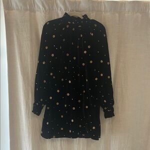 Black Dress with Gold Floral Pattern